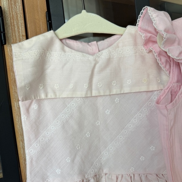 Vintage 1970s Dress Bundle toddler girl pleated embroidered lace ruffle collar - Picture 5 of 13